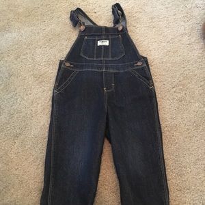 Girls’ shimmer denim overalls